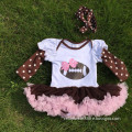 hot kids football tutu romper newborn black romper football girls tutu romper toddlers lace romper with necklace and headband